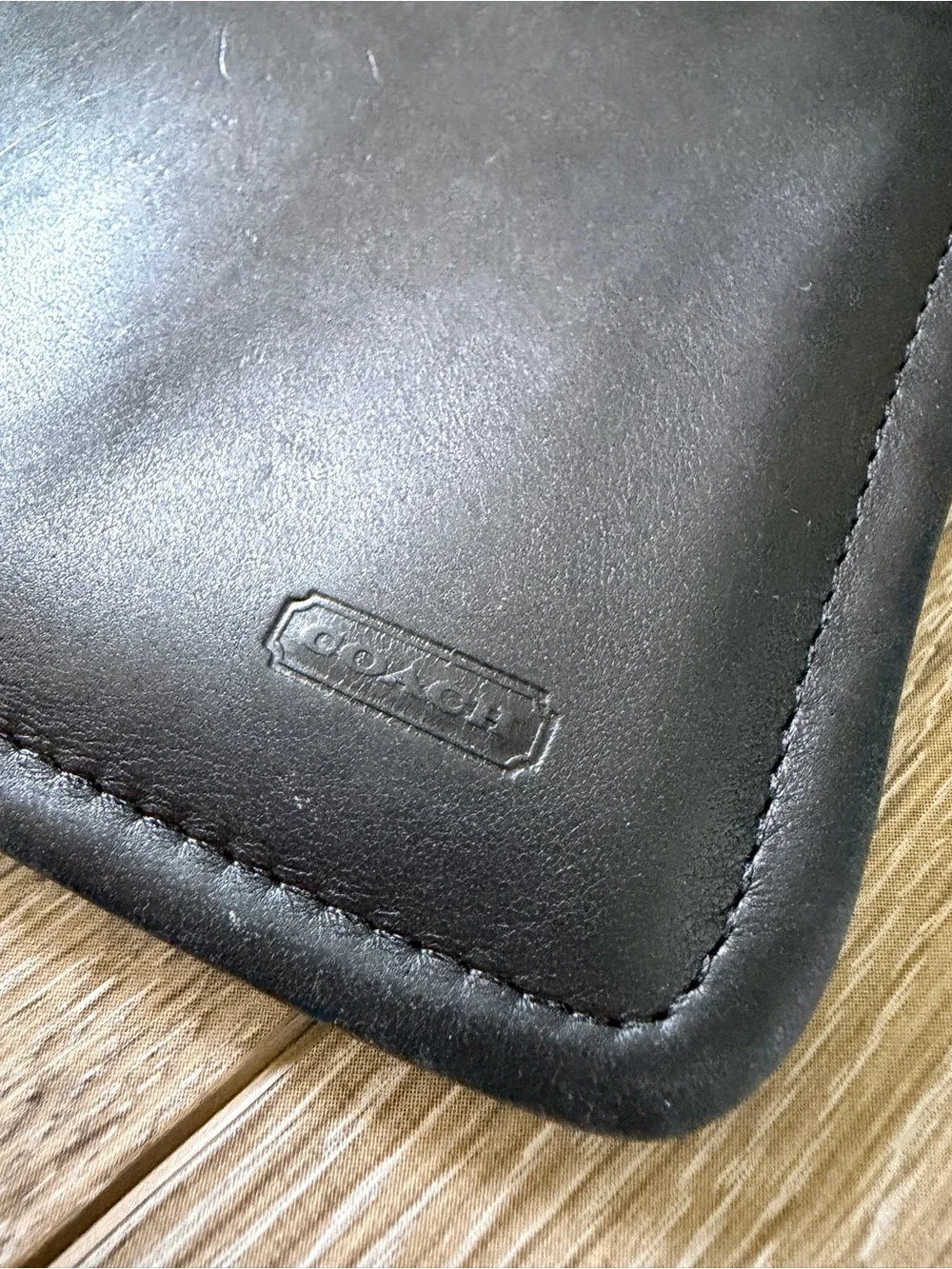 Coach Vintage Black Leather Skinny Case #7170 Pouch Wallet